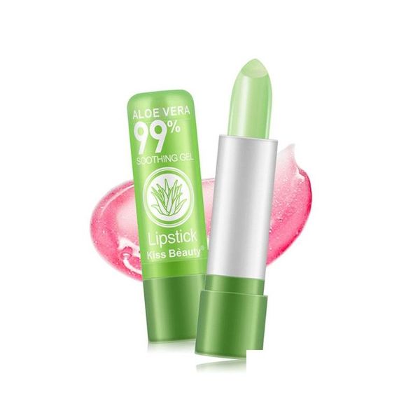 Lipstick Kiss Beauty Aloe Vera Couleur de température humide Changement Dame de longue durée pourpré