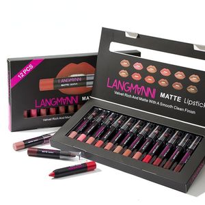 Lipstick Langmanni 12 Set Copa antiadherente MAKEP MATE Regalos de moda coreana para mujeres 230816