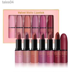 Rouge à lèvres Langmanni 6 couleurs mat velours rouge à lèvres imperméable antiadhésif tasse hydratant longue durée Lipgloss outil de maquillage nu 240313