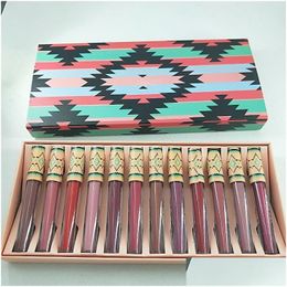 Rouge à lèvres M Maquillage Marque Maquillage Lipgloss 12Pcs / Set Mat Brillant À Lèvres Étanche Longue Durée Rouge À Lèvres Liquide Livraison Directe He Dh2Oy