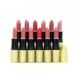 Lippenstift Matte Batom Lipgloss Basis Einfach zu tragen Natürliche Goldröhrchen Großhandel Make-up Farbige Lippenstifte Drop Lieferung Gesundheit Schönheit Lippe Dhjth