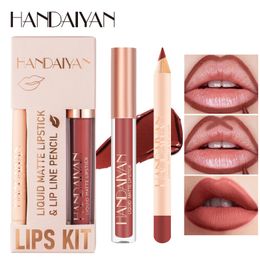 Lippenstift Matte Naakt Bruine Lipliner Potlood Lippenstiften 12 Kleuren Lip Contour Kit Waterdicht Niet-plakkerig Sexy Fluwelen Rode Lipgloss Make-up Tool 231207