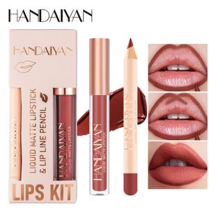 Lápiz labial mate nude marrón delineador de labios lápiz labiales 12 colores kit de contorno de labios impermeable no pegajoso sexy terciopelo rojo brillo de labios herramienta de maquillaje 231208