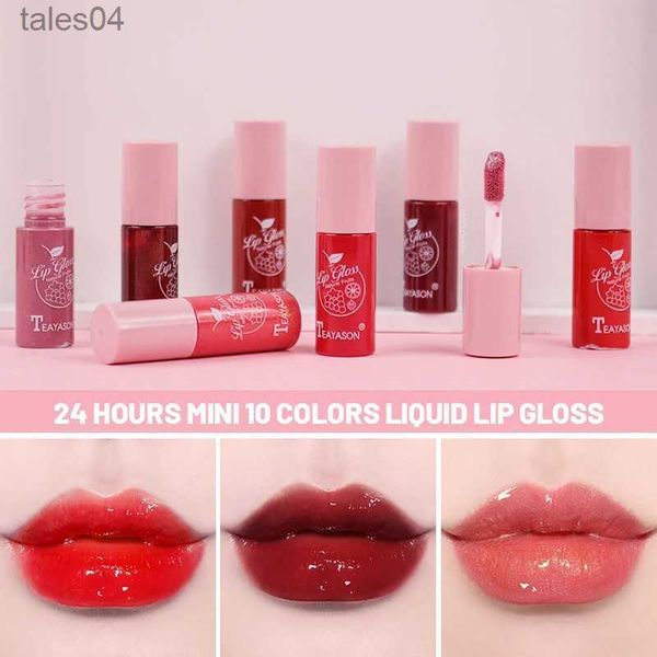 Lápiz labial Mini 10 colores Brillo de labios líquido Impermeable Antiadherente 24 horas de larga duración Terciopelo Mate Lápiz labial Brillo de labios Cosmético Maquillaje Cuidado 240313