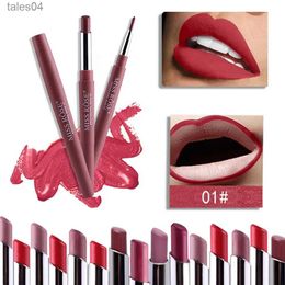 Lippenstift MISS ROSE 2 in 1 Matte lippenstift Lipliner Naakt Lipliner Make-up Waterdichte lippenstift Pen Langdurige Lippotlood Make-up 240313