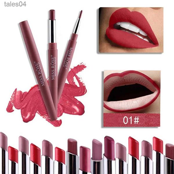 Lápiz labial MISS ROSE 2 en 1 Lápiz labial mate Delineador de labios Desnudo Delineador de labios Maquillaje Lápiz labial resistente al agua Lápiz labial de larga duración Maquillaje 240313