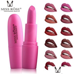 Rouge à lèvres Miss Rose rouge à lèvres mat brillant à lèvres 25 couleurs maquillage cosmétique Dumb Pon Warhead livraison directe santé beauté maquillage lèvres Dheoa