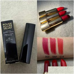 Lippenstift Nieuwe collectie Zwart geperste aluminium buis Lipsticks Meisje Lip Cosmetica Rouge Allure Veet 57 58 99 3 Kleur Voorraad Langdurig Wa Ot9Xl