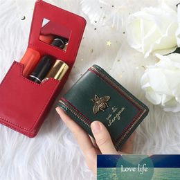 Rouge à lèvres Pack Mini Portable première couche de peau de vache avec miroir sac cosmétique étui à rouge à lèvres doux boîte de rangement japonaise et coréenne le fa2708