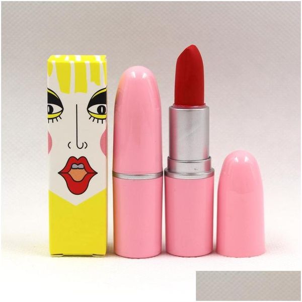 Lipstick Pink Lip Stick Matte Lápices Lápices de color Natural Fácil de usar Largo Lato de 12 colores Madenado Drop de maquillaje Health Beauty DHG0G
