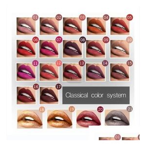 Lipstick Pudaier Matte Lipgloss 21 Kleuren Verbeter de kleur Dames Mode Langdurig Natuurlijk Metallic Y Naakt Hydrateren Make-up Lipgloss Dr Dh1Of