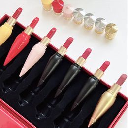 Lippenstiftset 3 stuks Mini Matte Travel diamantversie radijs T-vormige rode buis kleurencontainer Exclusieve Powder Kiss Lipstick Set Glans Cosmetisch Satijnen Lipkleur