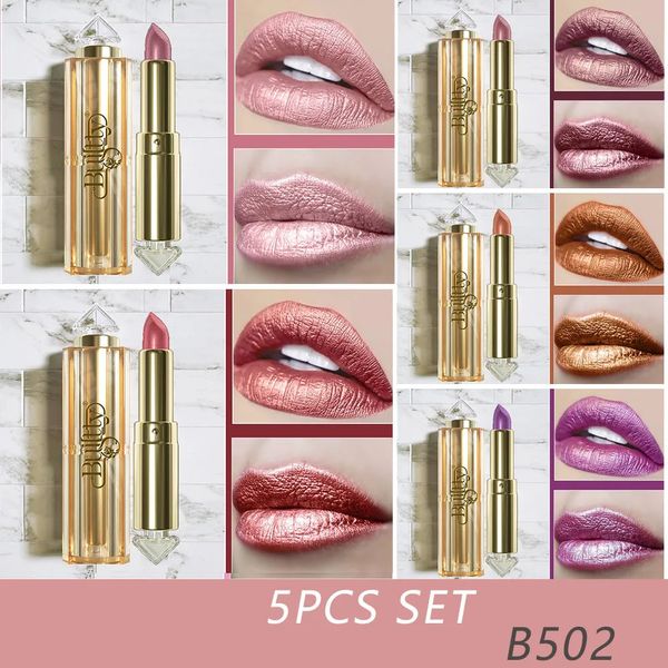 Lápiz labial Super Stay 5PCS Shimmer Glitter Lips Glitter Lipstick Kit Impermeable A prueba de manchas Larga duración Libre de crueldad 231011