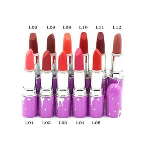 Lápiz labial Vegan Purple Tube Barras de labios Mate Larga duración Fácil de usar Coloris Maquillaje Lipper Lip Stick Drop Delivery Salud Belleza Labios Dh8Qt