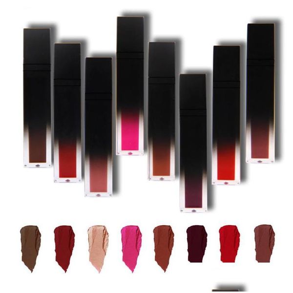 Lápiz labial Maquillaje al por mayor 8 colores Mate Líquido húmedo Veet Desnudo 24 Tinte impermeable de larga duración Etiqueta privada personalizada Proveedor Drop del Dhogj