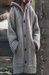 Lipswag 5XL Vintage poche ample Cardigans pulls femmes automne hiver à manches longues bouton pull décontracté grande taille manteau femme V18187935