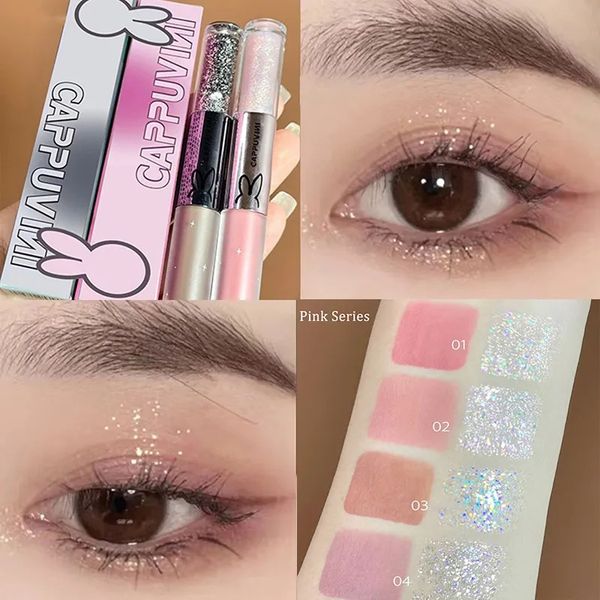 Liquide ombre à paupières Double tête mat brillant tablette nacré yeux ver à soie éclaircissant maquillage coréen Kpop maquillage beauté cosmétique