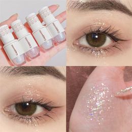 6 kleuren glitter vloeibare oogschaduw Highlighter waterdichte parelmoer glanzende oogschaduw pailletten liegen zijdeworm make -up cosmetisch