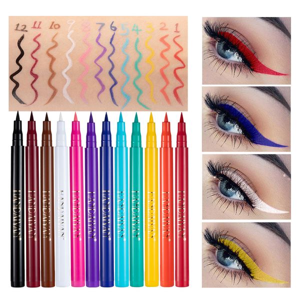 Stylo Eyeliner liquide Crayon Eye Liner arc-en-ciel Eyeliners colorés longue durée Blanc Noir Rouge Marron Vert Violet Maquillage pour les yeux coloré à haute pigmentation imperméable