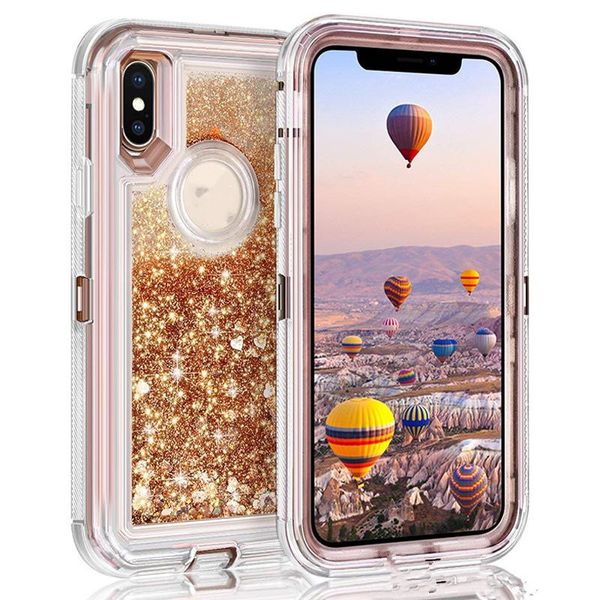 Quicksand liquide paillettes gros téléphone portable étuis pour iPhoneX XR XS Max 11PRO 8 7 6plus Defender Robot couverture arrière