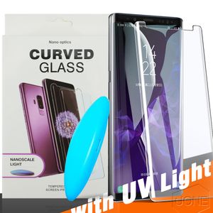 Liquid Glue Case Friendly s10 plue E UV Vidrio templado Adhesivo completo Desbloqueo de huellas dactilares Protector de pantalla para Samsung S10 S9 s8 Plus s7 edge
