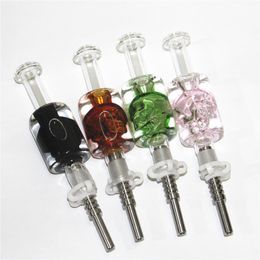 Pipe de necar de narguila liquide Gyclérine Bong avec un quartz en métal Plastique Clips Keck Clips de cartouche d'huile de tuyau en verre 14 mm Concentré DAB PIE