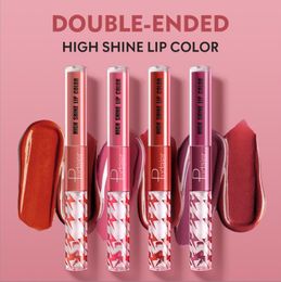 Vloeibare lippenstift met heldere lipgloss kleurstay gezicht make -up glans luid overuren lipcolor dual eindigde met vitamine e in naakt