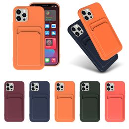 Siliconen telefoonhoesjes voor iPhone 14 Plus 13 12 Pro Max XR XS 7 8 SE iPhone14 Soft TPU Wallet Card Holder Case Cover