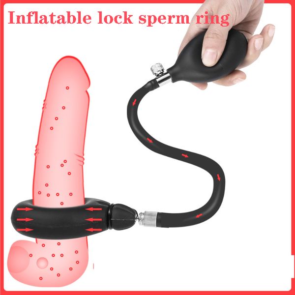 Cerradura inflable de silicona líquida, anillo de esperma, bola atada, inflado de pene, masturbador de entrenamiento, juguetes sexys, artículos de belleza