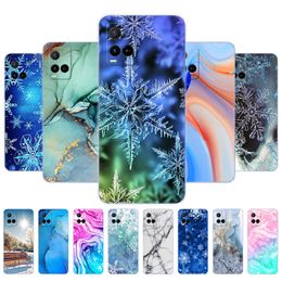 Pour ViVo Y21 2021 étui 6.51 pouces couverture de téléphone arrière Y21S Y33S VIVO Coque marbre flocon de neige hiver noël