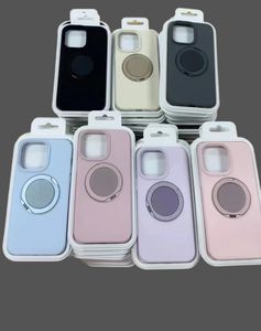 Étui de téléphone en silicone liquide adapté à l'iPhone 15/14/13 / 12Promax support magnétique Couleur solide