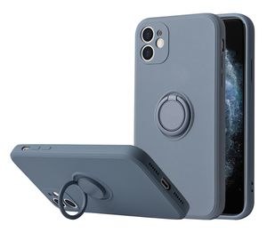 Coque de téléphone en Silicone liquide TPU souple, avec anneau de support rotatif à 360 degrés, pour iPhone 13 12 Mini 11 Pro Max XS XR 7 8 Plus