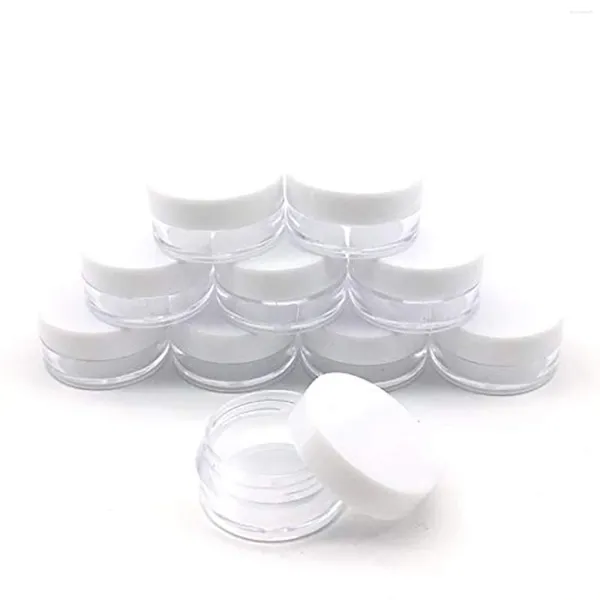 Dispensateur de savon liquide 100/200/300pcs petit échantillon Pot de conteneur transparent vide avec couvercle couvercle couverts pour la boîte de stockage de capacité 3G cosmétique