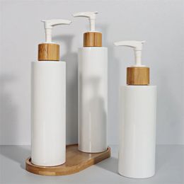 Distributeur de savon liquide 100 300 ml bouteille portable rechargeable lotion shampoing salle de bains pompe à bois de bambou vide blanc 231216