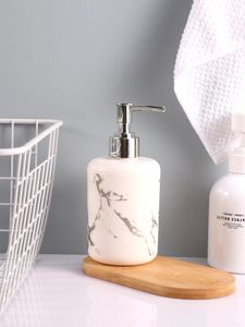 Dispensateur de savon liquide 1PC Bouteille de motif en céramique - Appuyez sur la main Lavage de salle de bain vide DISSENSE BLANC