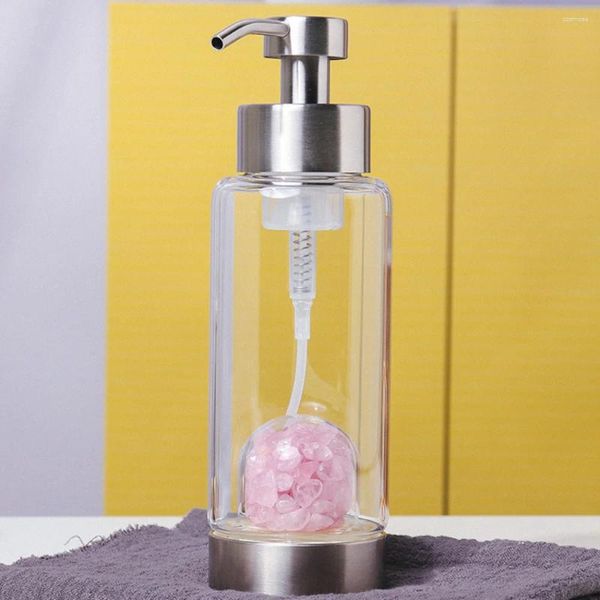 Dispensador de jabón líquido 1 PC Gran capacidad 400 ml de cristal natural Cosmética de desinfectante para la mano del vidrio de vidrio