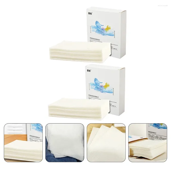 Dispensador de jabón líquido, 2 cajas, película absorbente, papel de absorción de Color para ropa, atrapamanchas, protección, teñido de ropa, no tejido