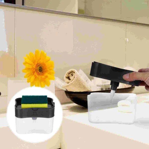 Dispensador de jabón líquido 2 en 1, soporte para esponja, prensa Manual, recipiente de limpieza, organizador, utensilio de cocina