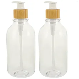 Dispensateur de savon liquide 2 pcs en bouteille Portable Lotion de voyage Conteaux de toilette Manuel Bamboo Rechargeable Pompe Home Bottles