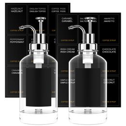 Distributeur de savon liquide 2 pièces ensemble de sirop de café avec 18 étiquettes 169 oz 500 ml contenant minimaliste bouteille en verre transparent 230308