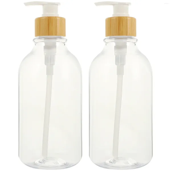 Dispensateur de savon liquide 2 pcs bouteilles de voyage en bouteille de shampooing vide à la maison avec lotion manuelle de pompe bambou manuelle rechargeable