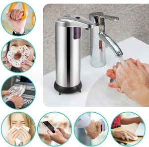 Vloeibare zeepdispenser 250 ml inductie handdesinfecterend roestvrij staal slimme sensor automatisch voor thuis keuken badkamer