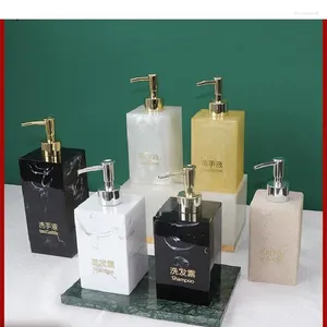 Dispensateur de savon liquide 260 ml 400 ml Texture en marbre Résine Accessoires de salle de bain portables shampooing