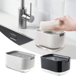 Distributeur de savon liquide 2In1 Conteneur de pompe à vaisselle avec porte-éponge pour accessoires de lavage de salle de bain de cuisine 230616