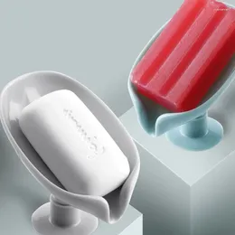 Vloeibare zeepdispenser 2 stks afvoerhouder blad vorm doos zuigkap lade droogrek voor doucherspons container keuken badkamer accessoires