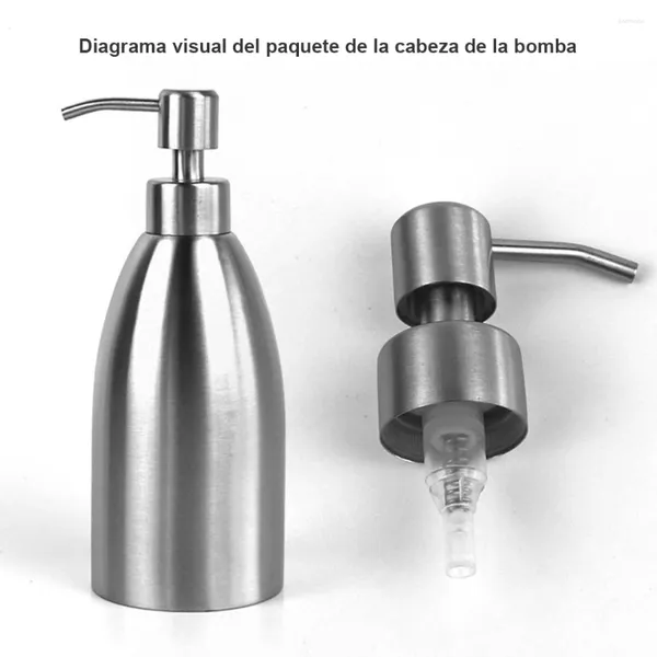 Dispensateur de savon liquide 2pcs Head Kitchen Accessoires de salle de bain Buzzle de pompe à main 304 Manuel d'acier inoxydable avec tube souple