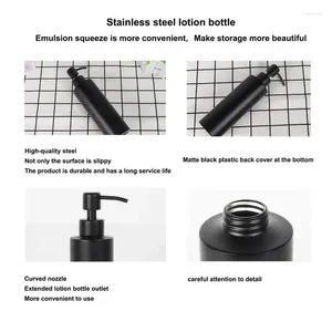 Dispensateur de savon liquide 304 Bouteille de lotion noire en acier inoxydable mince pour la salle de bain Home El Kitchen Tools