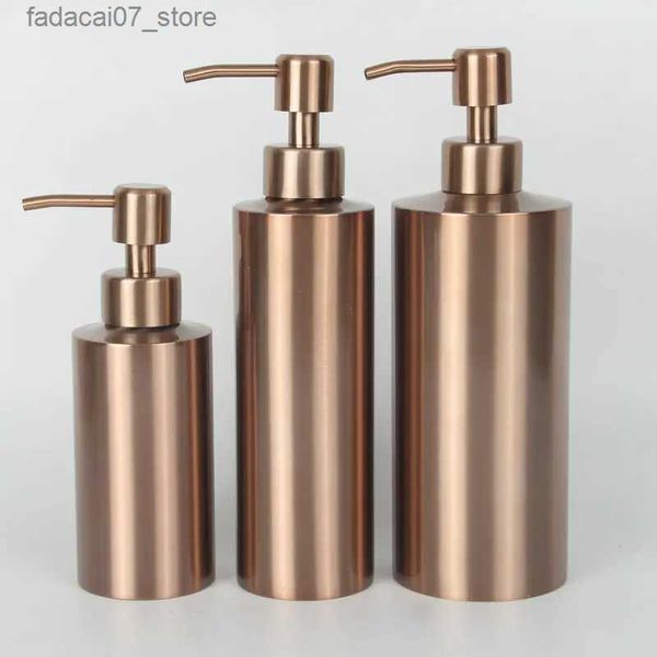 Dispensador de jabón líquido 304 Acero inoxidable Baño dorado Botella de mano Fregadero de cocina Encimera Loción de oro rosa Q240119