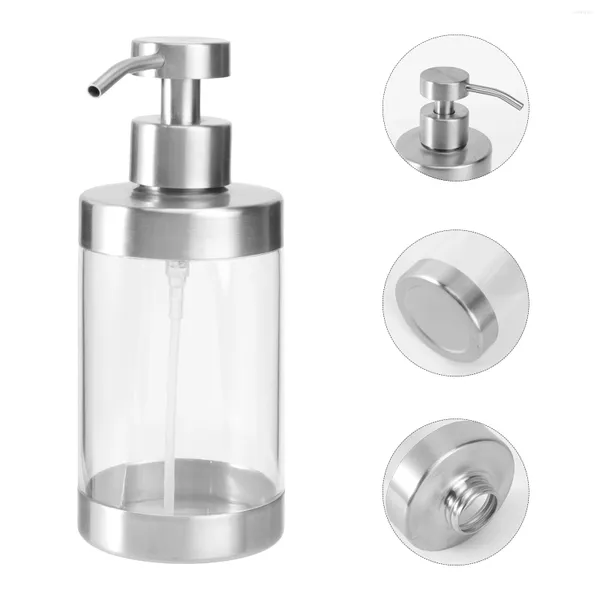 Dispensateur de savon liquide 304 Manuel de moussage en acier inoxydable et en acrylique transparent pour les plats de cuisine