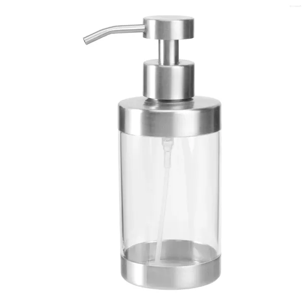 Distributeur de savon liquide en acier inoxydable 304 et acrylique moussant, manuel transparent pour les comptoirs de cuisine et de salle de bains